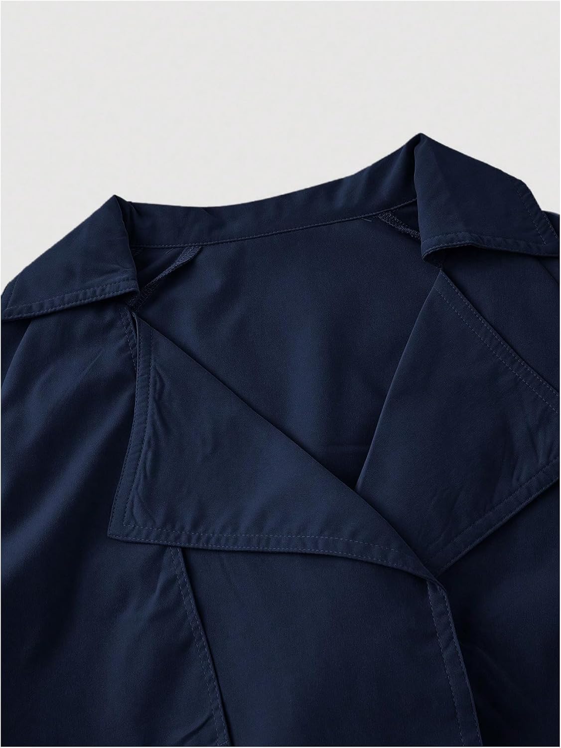 Verdusa Women's Old Money Wrap Tie Belted Trench Coat Lapel Collar Double Breasted Short Outerwear - Image 3