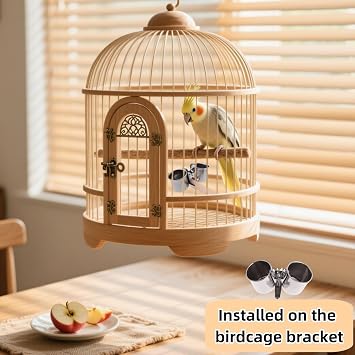 2 PCS Stainless Steel Bird Bowls with Clamp