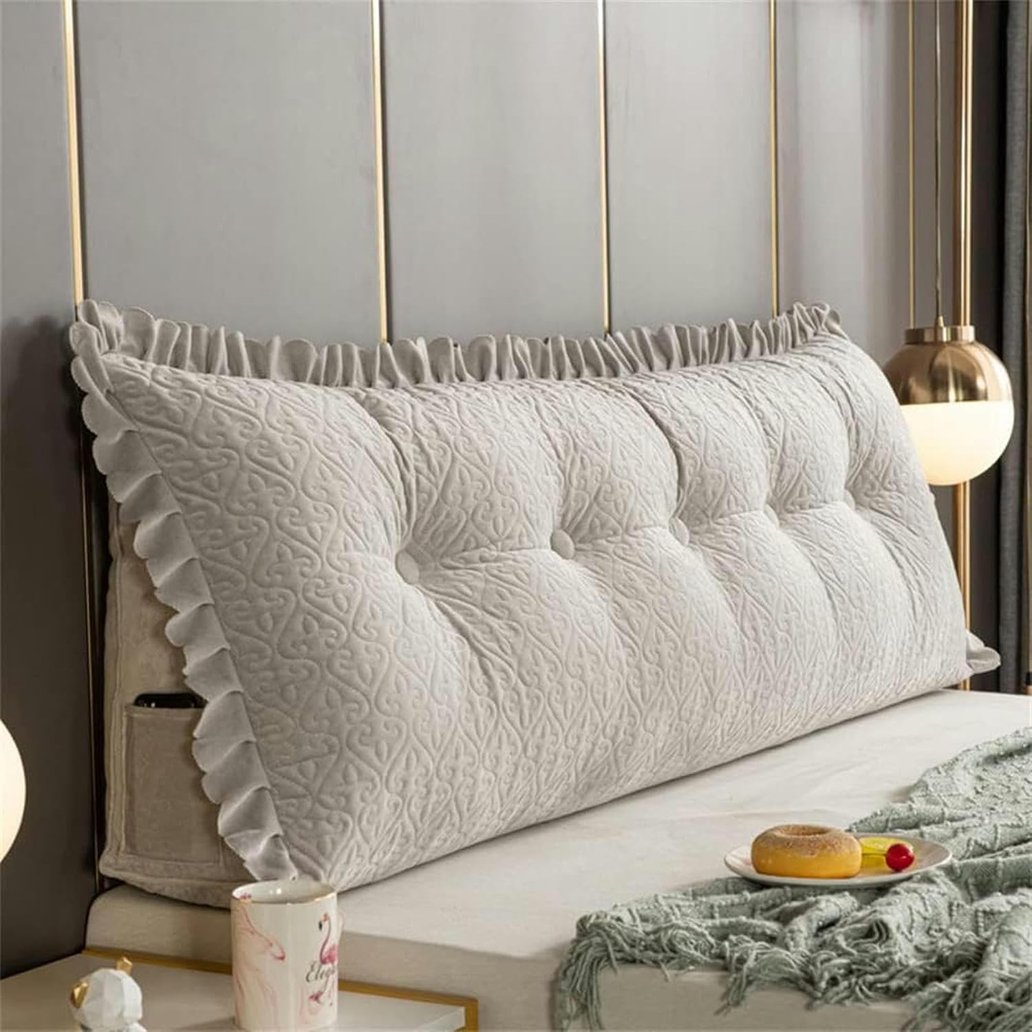 Large Reading Wedge Pillow, Bed Rest Headboard Cushion Headboard Pillow Bolster Cushion for Twin Full Queen King Daybed Bed Bunk Bed, Green