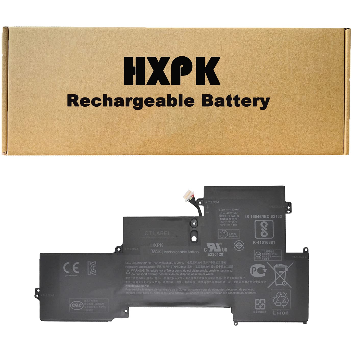 HXPK BR04XL 7.6V 36Wh 4600mAh Laptop Battery for HP EliteBook Folio 1020 1030 G1 M0D62PA M4Z18PA G9P
