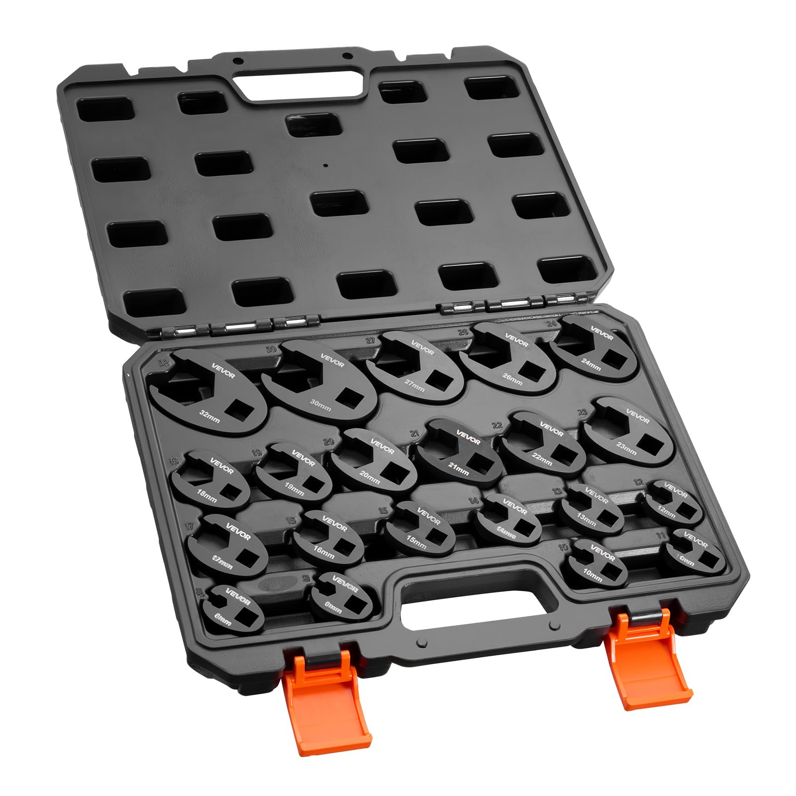 VEVOR Set Chiavi a Zampa per Auto, Chiavi A Goccia 21 Pezzi Attacco 1/2" e 3/8", Metriche a Doppio Azionamento per Dadi a Flangia, Acciaio Lega 40Cr, Marcature a Doppia Misura e Custodia, per Veicoli