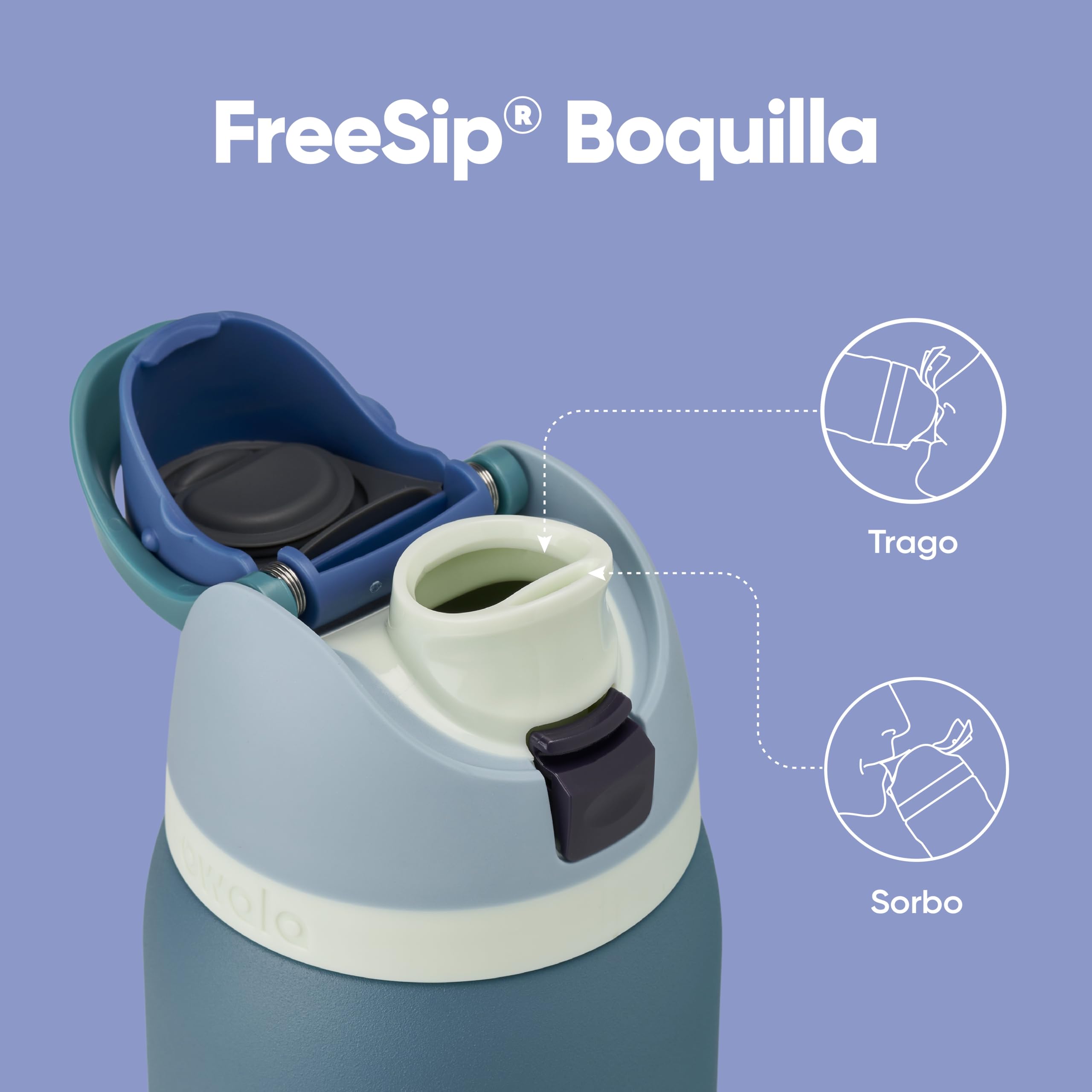Owala FreeSip botella agua acero inoxidable con pajita, 945 ml - Botella térmica a prueba de fugas para el deporte y los viajes, sin BPA, Denim