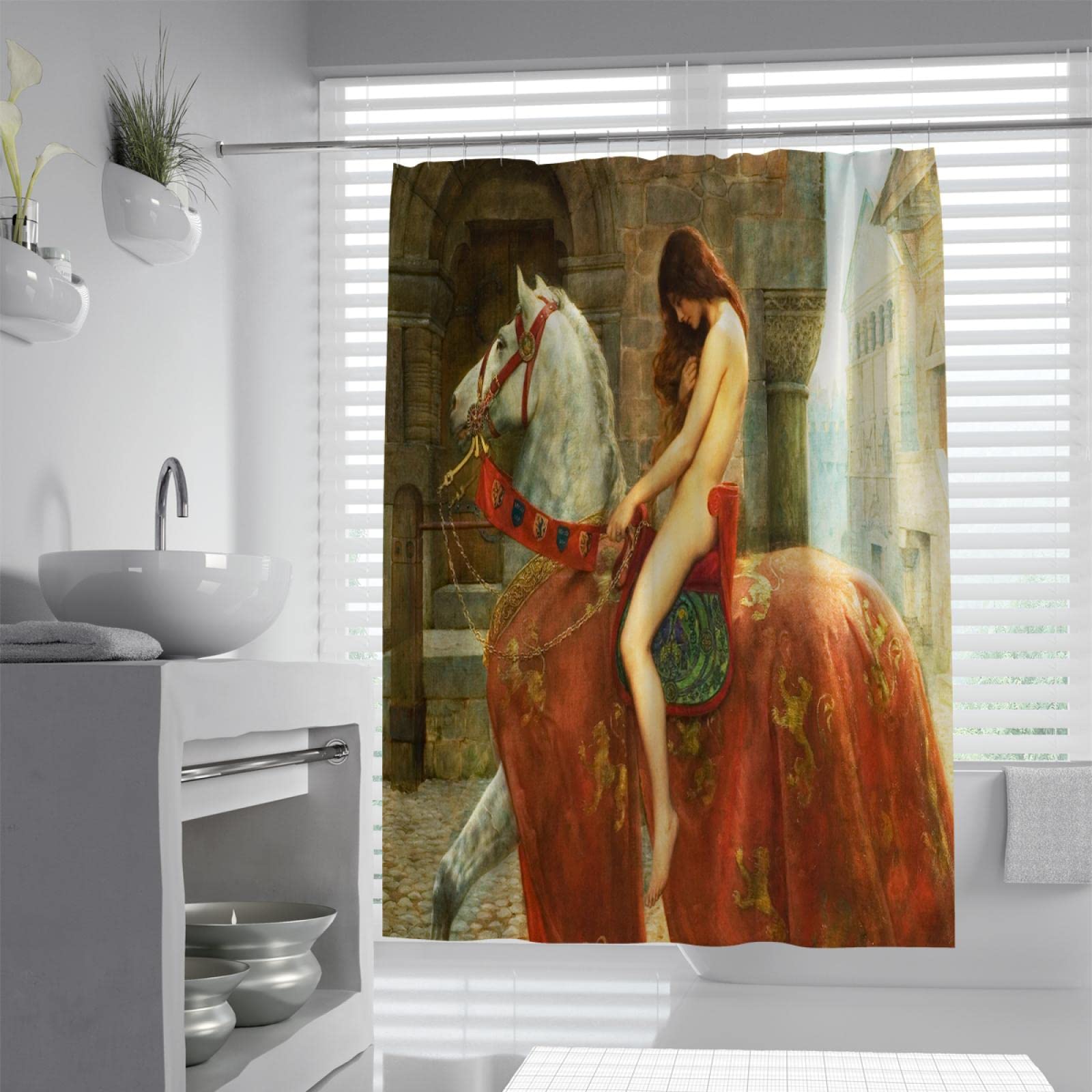 John Collier Cortina de ducha con ganchos Riding Woman Bathroom Shower Curtain Sets Impermeable Quick Dry Bathtub Curtains Hotel Quality 200x200 cm