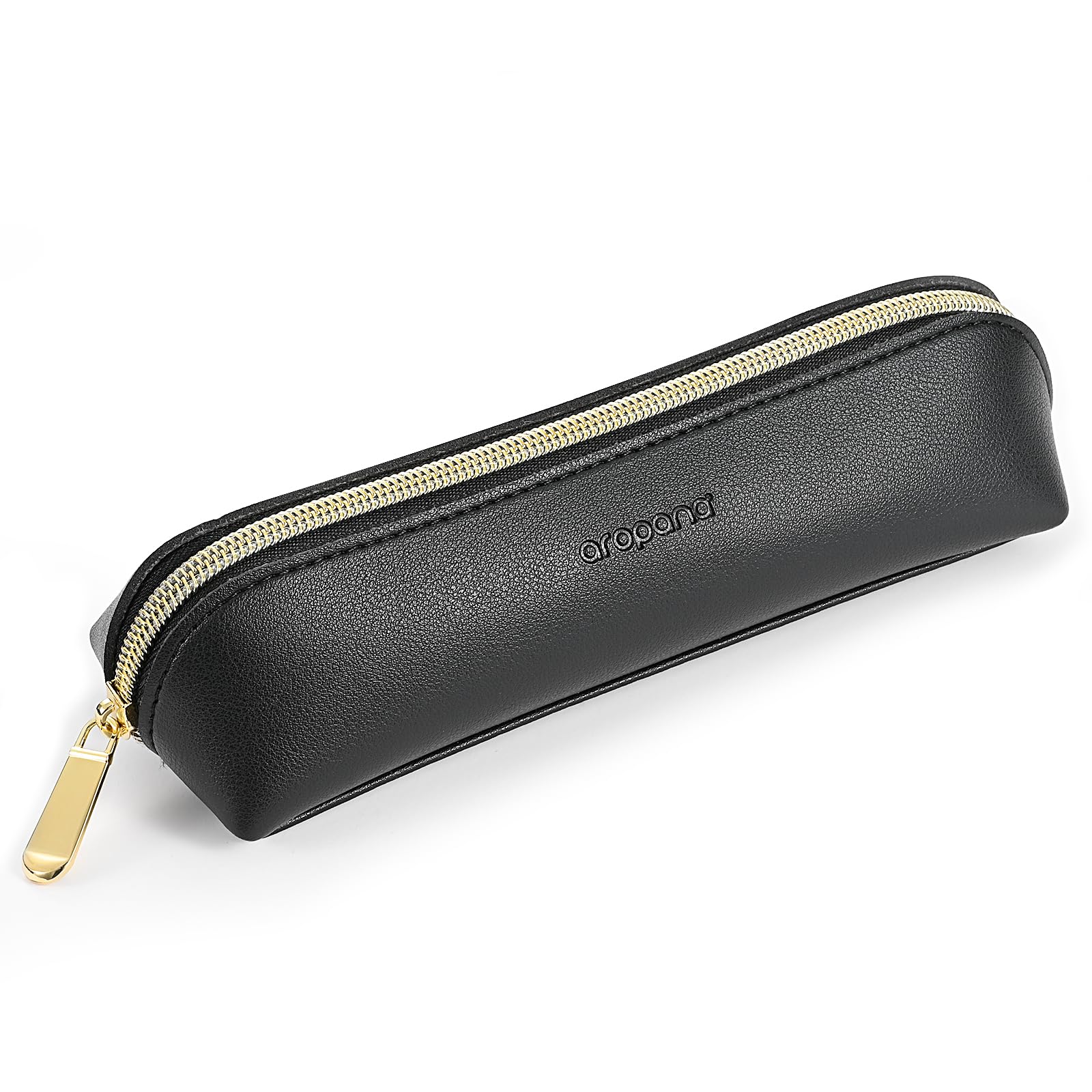 aropana Vegan Leather Pencil Case & Organizer - Portable Premium Zipper Pouch for School, Office, and Travel - Multi-Use Organizer for Stationery|Cosmetic|Makeup Brushes-21cm x 5cm - Black-picture-21