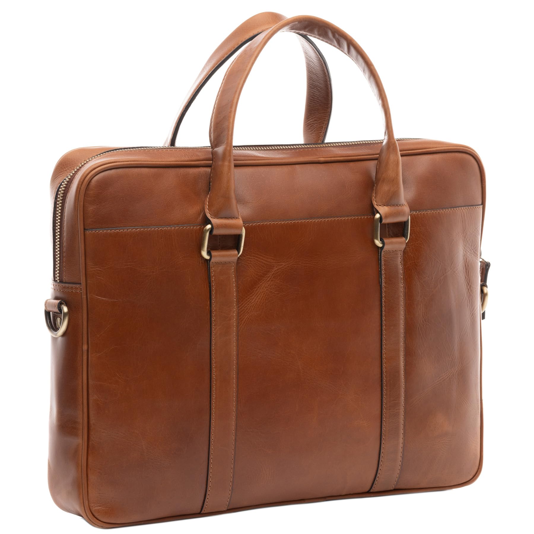 SID & VAIN Sac Ordinateur Portable Cuir véritable 15 Pouces Brady Mallette Professionnelle bandoulière Grand pour Hommes et Femmes Serviette de Travail élégant Marron
