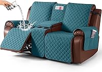Vista 22 de KinCam Funda 100% impermeable para sofá reclinable con consola, fundas para sofá reclinable antideslizante para 3 asientos, protector de muebles