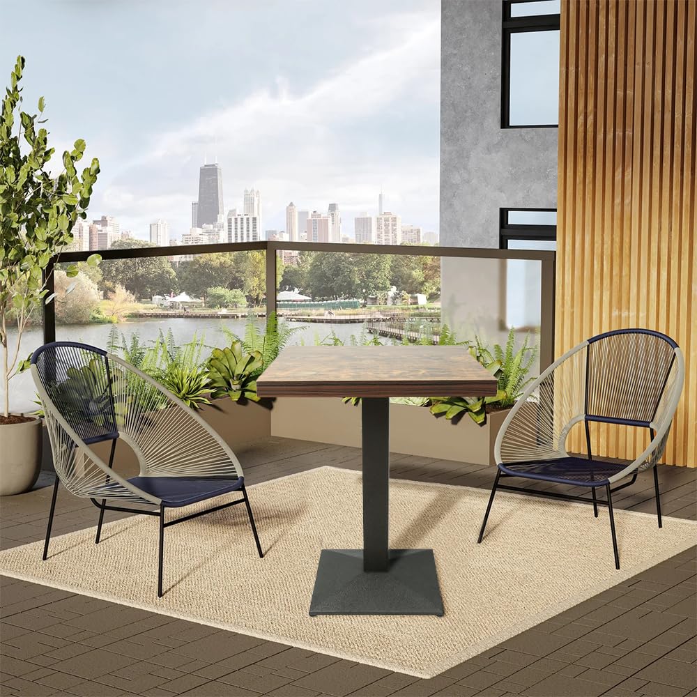 Supfine - Quadratischer Bistrotisch mit Mittelfuß, Steh-Esstisch für Esszimmer, Wohnzimmer, Balkon, MDF (Uhr, 60 x 60 x 75 cm)
