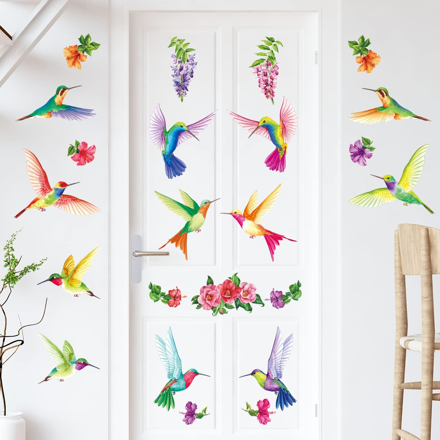 DECOWALL DS6-8060 12 Large Beautiful Humming Birds Wall Stickers Flying Hummingbird Decals Removable for Bedroom Living Room Art Home Décor - Image 3