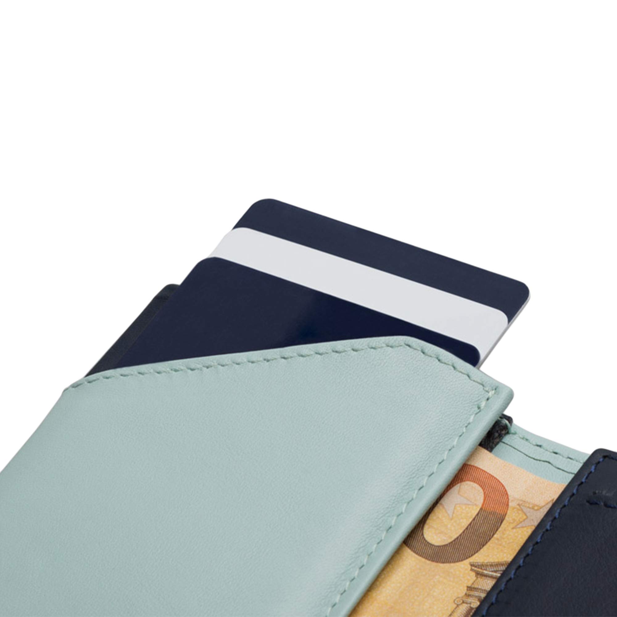 ROIK Cartera Monedero Billetera para Hombre o Mujer 100% Piel Vacuno, con Protección RFID, Ligera y pequeña, 9 Tarjetas, Billetes y Monedas - Zip Coin Cloud