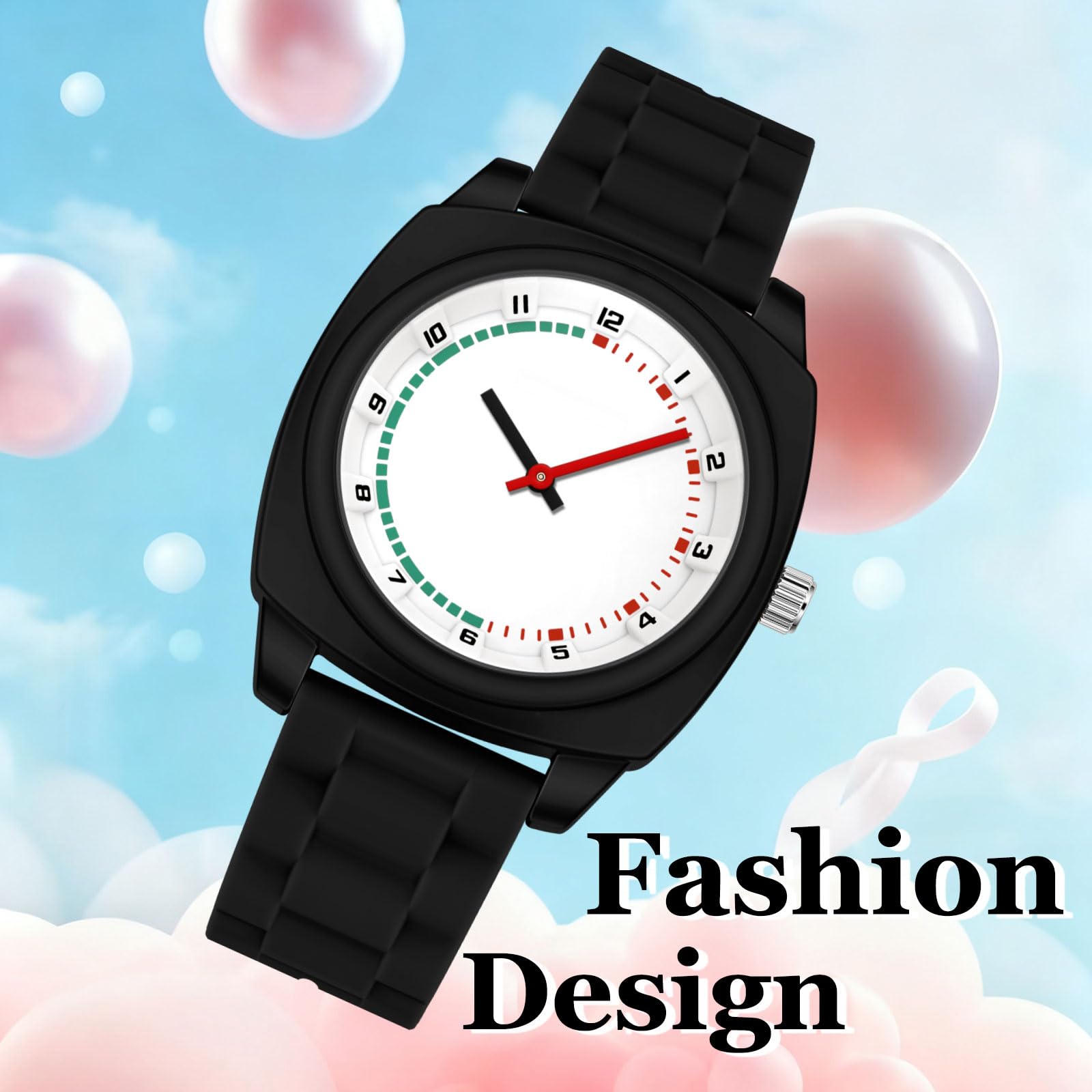 findtime Reloj de pulsera analógico para niños y niñas, unisex, moderno, resistente al agua, 3 ATM, con pulseras de silicona coloridas, color blanco