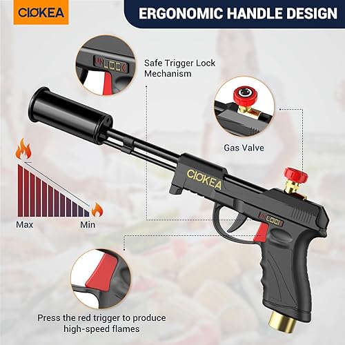 Miniatura 5 de Pistola de propano, 4500, lanzallamas ajustable con bloqueo de seguridad, soplete culinario para hornear, filetes, al vacío y barbacoa, 700,000 BTU