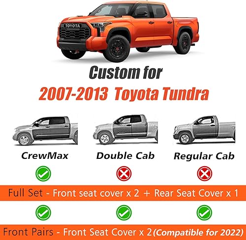 Miniatura 6 de Truckiipa Fundas de asiento de automóvil, Tundra Crew Cab Limited Platinum TRD 2007-2013 2022 2023 Toyota Tundra Crewmax Crew Cab Limited Platinum