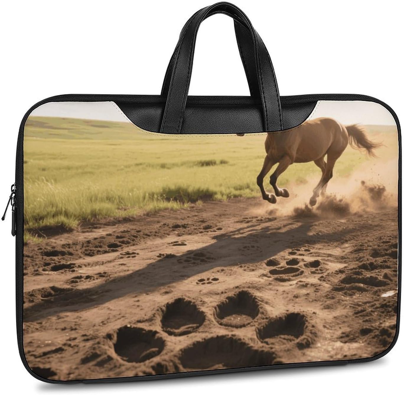 Horse Paw Print PU Leather Laptop Tote Bag