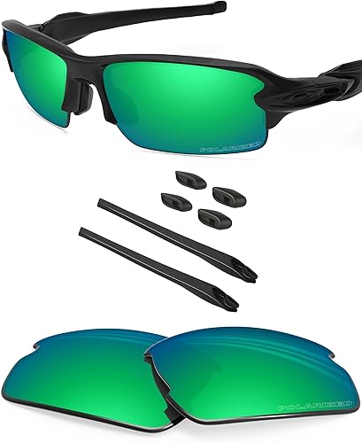 BLAZERBUCK Lentes De Repuesto Polarizadas & Kit De Calcetines Para Oakley Flak 2.0 OO9295 - Verde Esmeralda