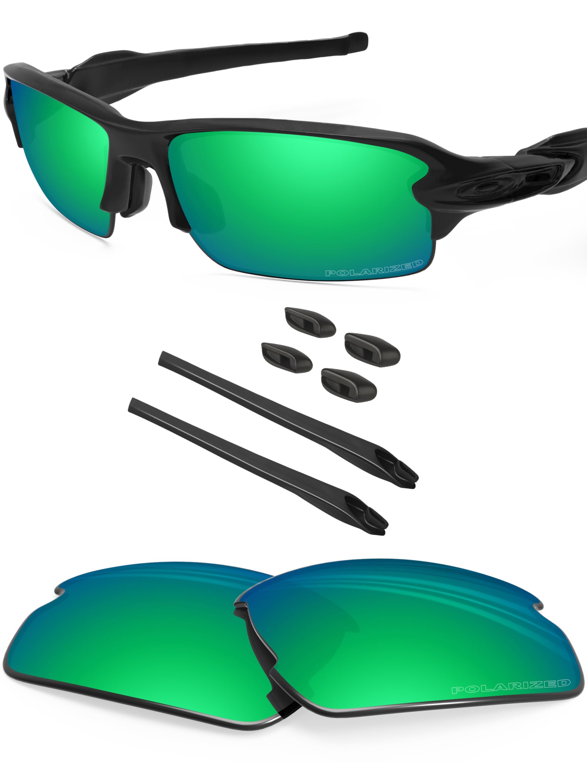 Blazerbuck Men's Emerald Green Polarized Polarized Replacet Lenses & Sock Kit For Oakley Flak 2.0 Oo9295 - Emerald Green