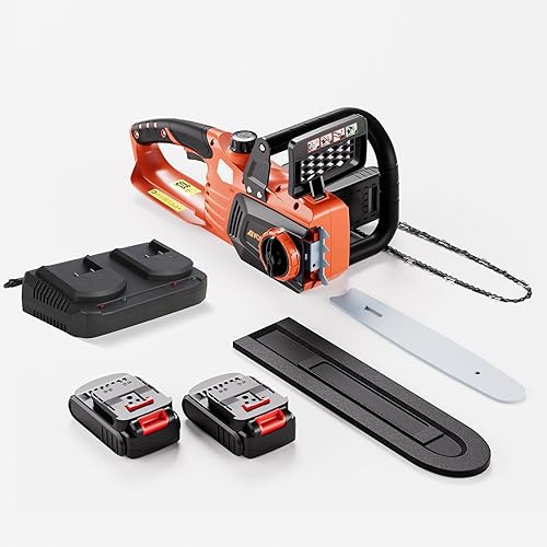 Miniatura 6 de AIVOLT Motosierra inalámbrica de 40 V y 12 pulgadas con batería sin escobillas con tensión de cadena sin herramientas para tala de árboles, poda y