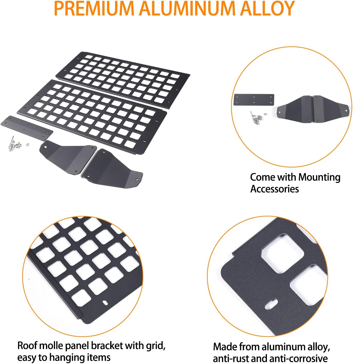 Car Trunk Roof MOLLE Panel Bracket Compatible with Toyot@ FJ Cruiser 2007-2021, Overhead MOLLE Panel Storage, Inner Rear Roof Hanging Bag Rack Holder (Rear)