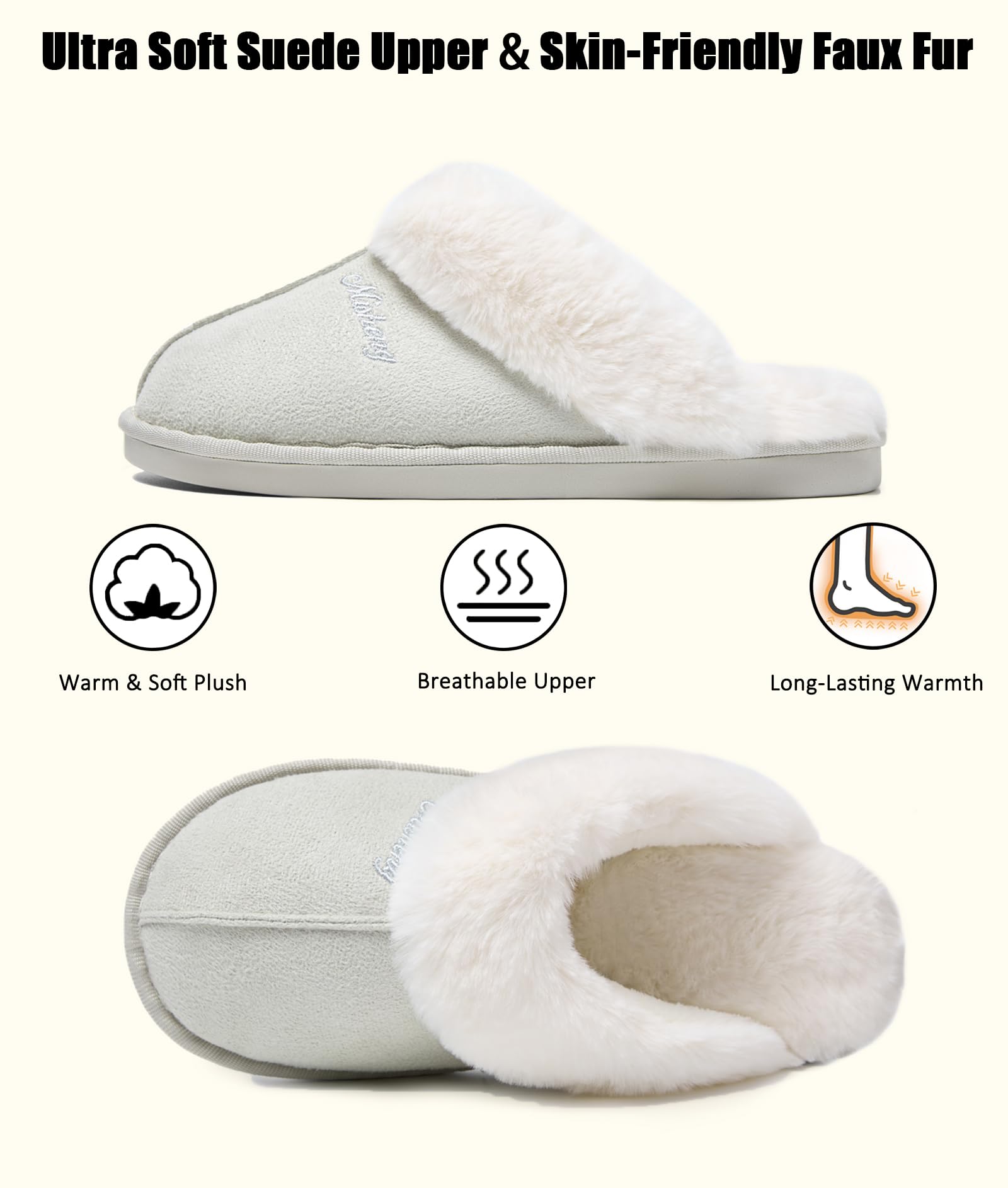 Coswind Pantofole Donna Uomo Invernali Peluche Ciabatte da Casa with Memory Foam Pelose Calde Comode Fluffy Antiscivolo Autunno Interno Esterno