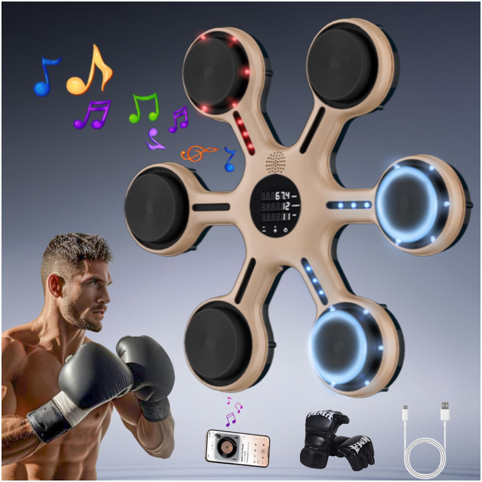 UUH New Intelligent - Professional Music Boxing Machine, Bluetooth Boxing Machine Wall Mounted Music Boxing Equipment, Boxing Music Workout Machine, Suitable For Adults And Children - View #10