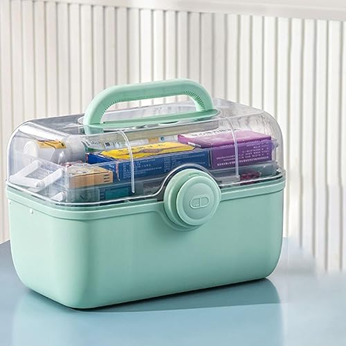 Recipientes de almacenamiento de medicamentos, bandeja plegable de 3 niveles, organizador de suministros médicos de plástico con pastillero