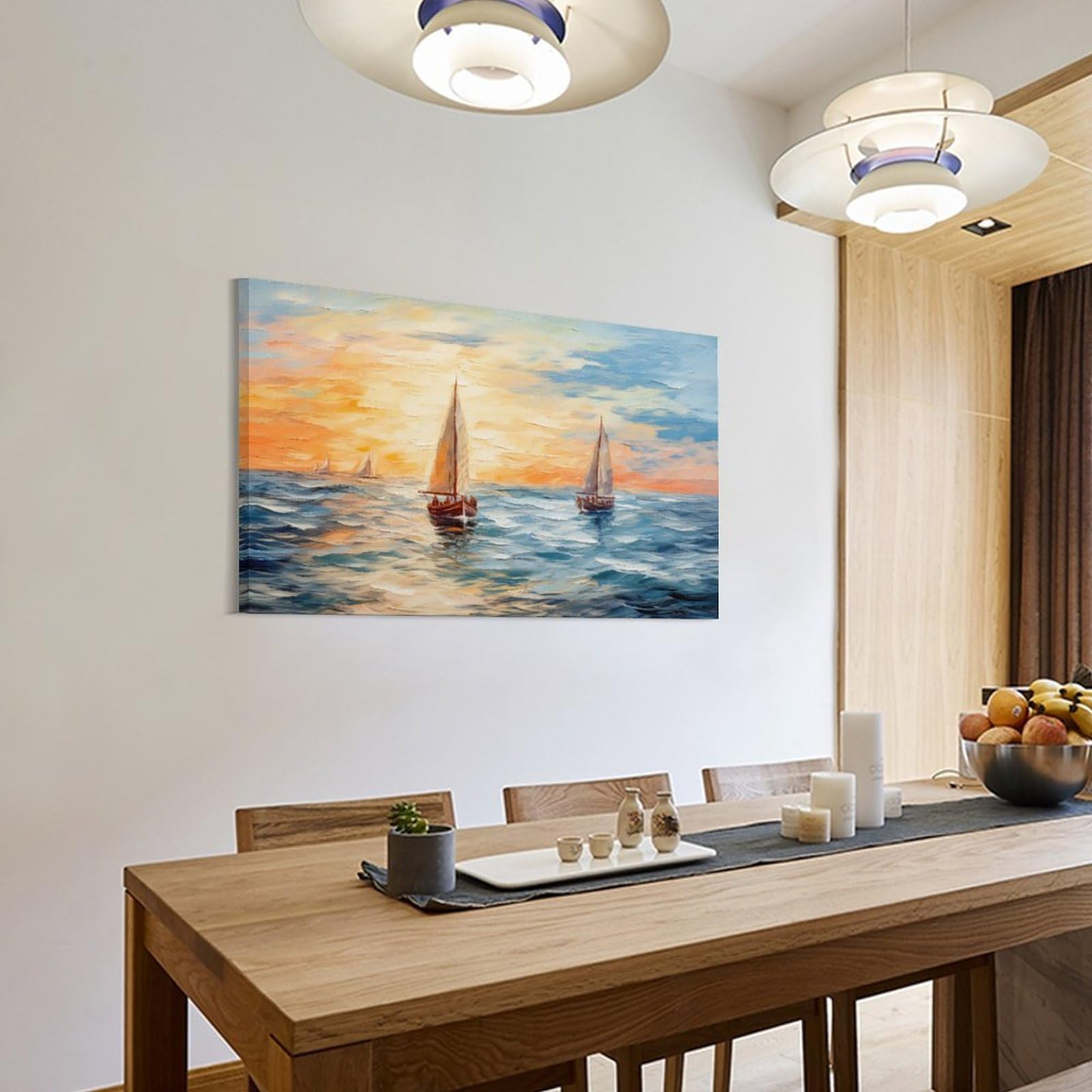 Lienzo decorativo de pared para dormitorio, moderno, retro, abstracto, atardecer, decoración de pared, póster para habitación estética