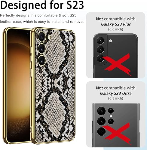 Miniatura 6 de Miimall Funda compatible con Samsung Galaxy S23, S23, funda de piel suave galvanizada + funda protectora de cuero de lujo resistente para Samsung