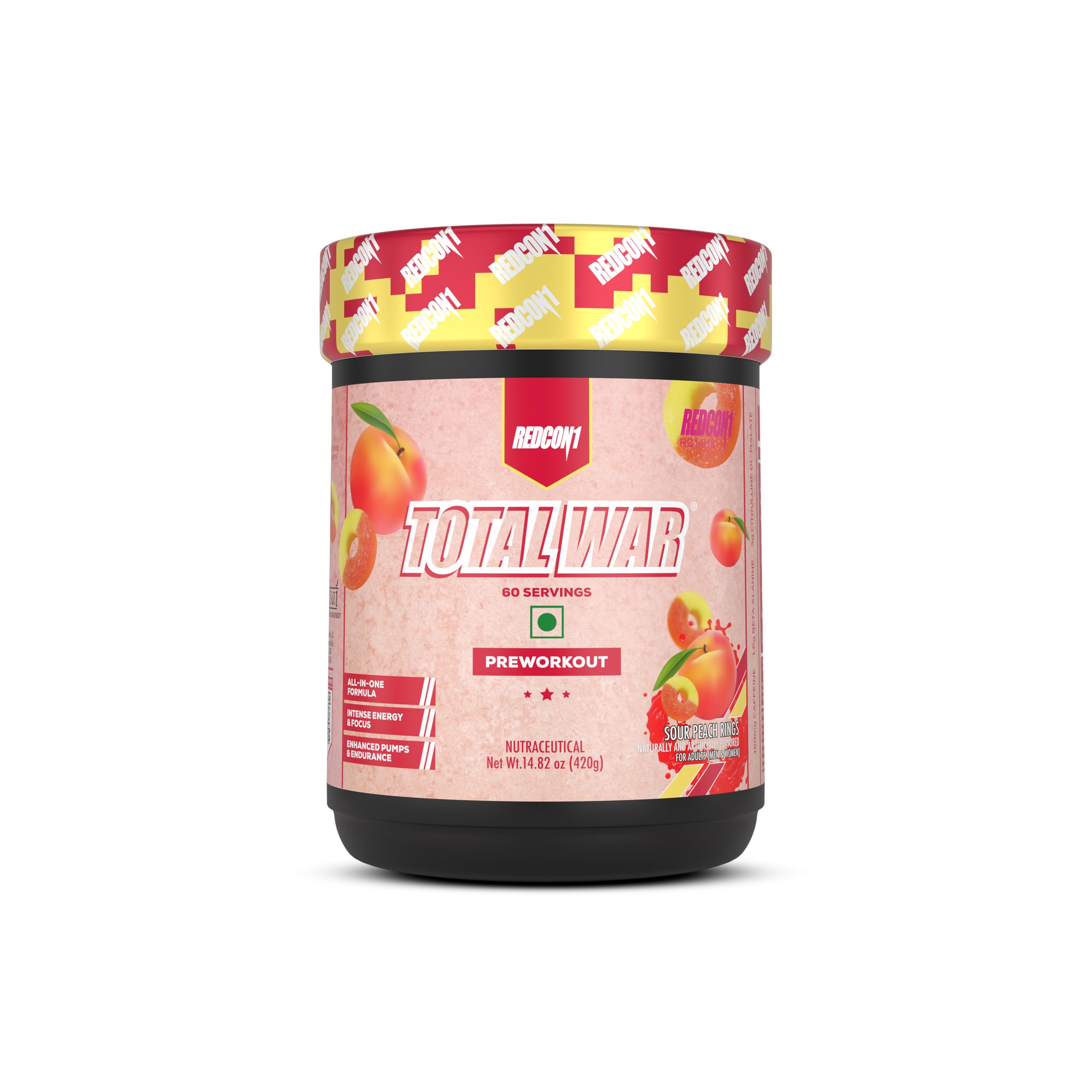 Redcon1 Total War - Pre Workout, 60 Servings (Sour Peach Rings)-image-10