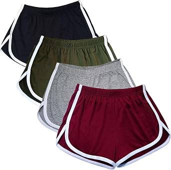 Cameway 4 Pack Womens Cotton Yoga Dance Short Pants Sport Shorts Summer Athletic Cycling Hiking Sports Shorts