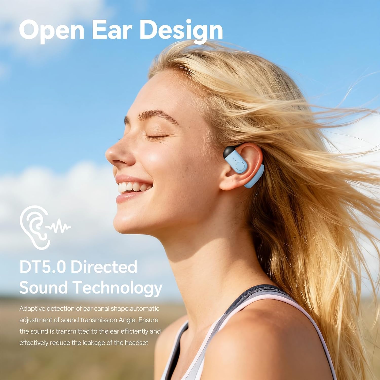 Single Bluetooth One Ear Earbud Open Ear Bud Air Conduction Earbud Earless Out of Ear Headphones Bluetooth Wireless Earpiece with Earhook OWS Open Ear Bud Wireless Ear Hanging Bluetooth Headset thumbnail