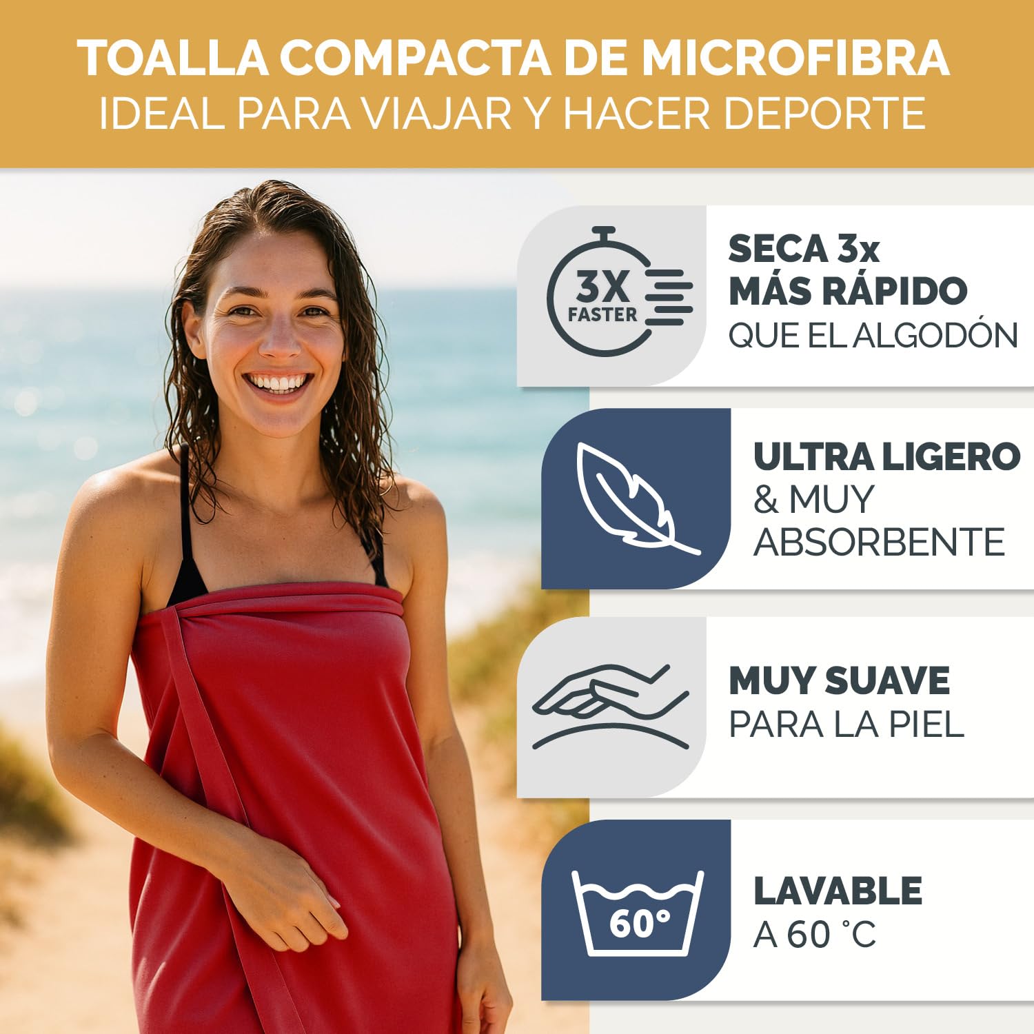 Blumtal Set de 2 Toallas de Microfibra - 80x40 cm, Secado Rápido para Gimnasio - Pequeña, Rojo