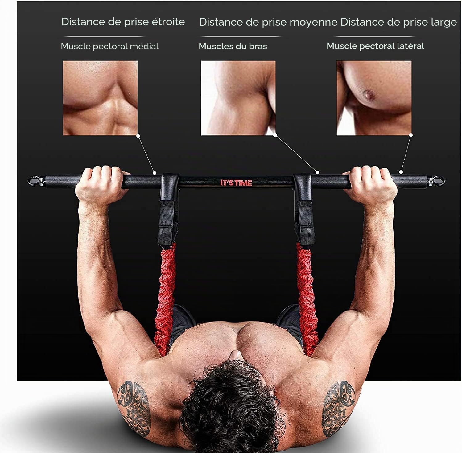 INNSTAR Bande de Resistance de Musculation Réglable pour L'entraînement, Portable Elastique Musculation pour la Maison, l'entraînement, la Salle de Sport -Bench Press Resistance Band Elastica Ftness