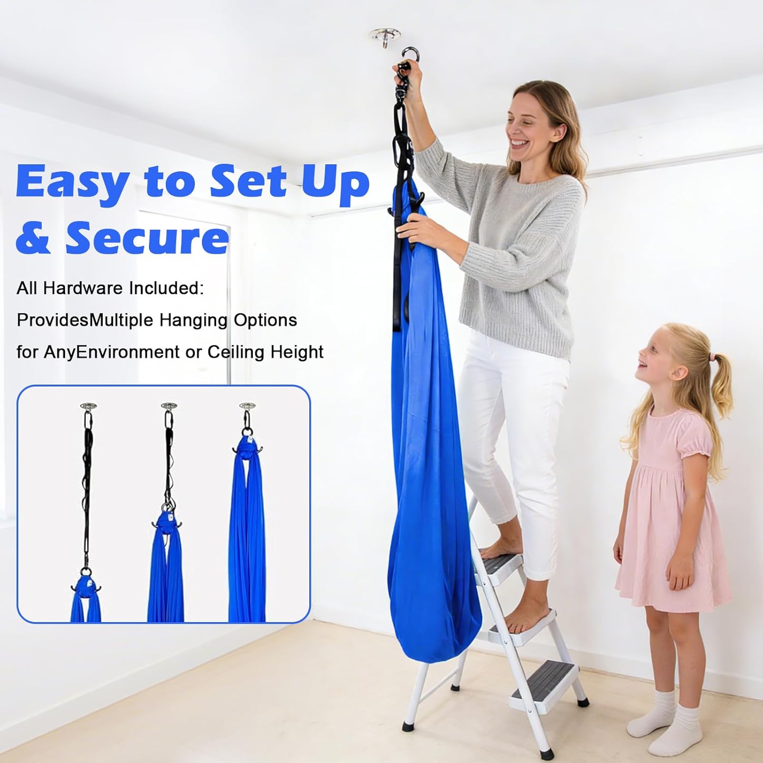 Sensory Swing for Kids,Indoor Swing with 360° Swivel Hanger Kit and Adjustable Straps Double Layer Therapy Cuddle Swing for Kid with Autism, Holds up to 400lbs