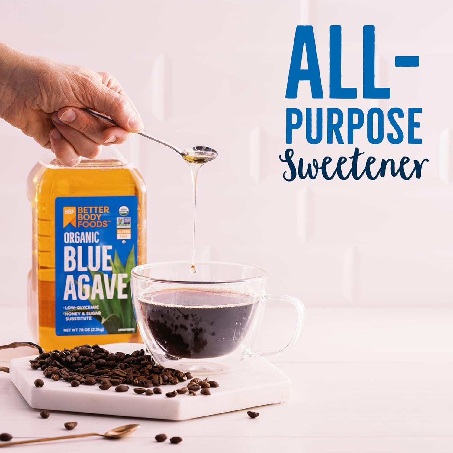 BetterBody Foods Organic Blue Agave, Low Glycemic Sweetener, 78 oz