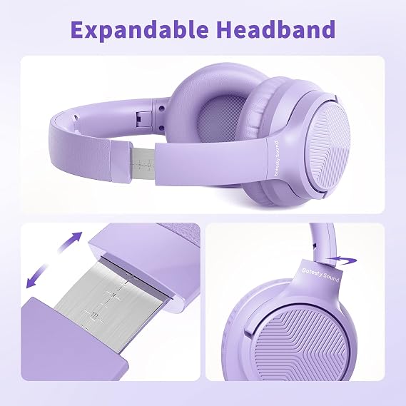 Headphones Wired with Microphone for School, 3.5mm Corded Headphone, Purple