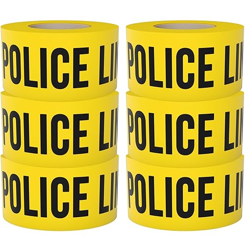Miniatura 69 de Cinta amarilla brillante de precaución 3 x 1000 impresa en negro contrastante, 3 pulgadas. Ancha para la máxima legibilidad. Diseño resistente.