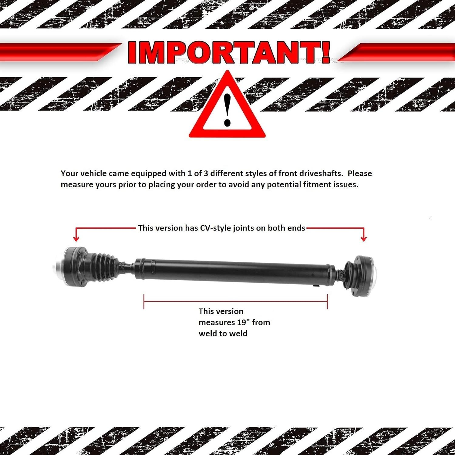 TRQ Front Driveshaft Prop Shaft Assembly NEW for 2007-2010 Jeep Grand Cherokee / 2007-2010 Jeep Commander / 3.7L V6 with NV140 Transfer Case & 6.1L V8 Models