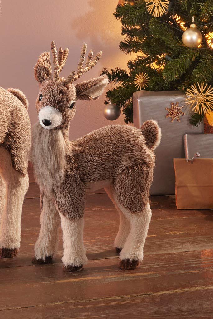 Dekoleidenschaft Figur Rentier mit Kunst-Fell, 49 cm hoch, Deko-Tier, Weihnachtsdeko stehend, große Dekofigur, Tierfigur
