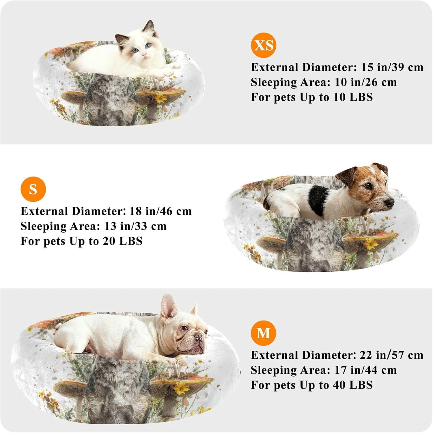 Chihuahua Fungi Cute 3D Pet Dog Bed Warm & Cozy Dog Pillow Bed for Medium Size Pets Sleeping M