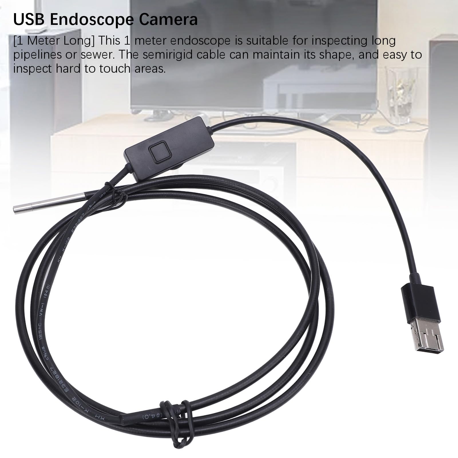 Cámara de inspección HD Boroscopio, endoscopio USB Cámara de 3,9 mm 1 m de longitud 1920x1080P HD Gran angular IP67 Cámara de inspección tipo C a prueba de agua con luz
