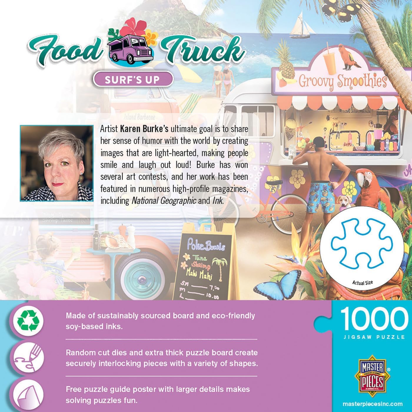 Food Truck - Surf's Up 1000pc Puzzle - Jigsaw Puzzle with Vibrant Artwork and Durable Pieces - Fun Family Activity, Brain Challenge, and Educational Entertainment for Kids, Teens, and Adults