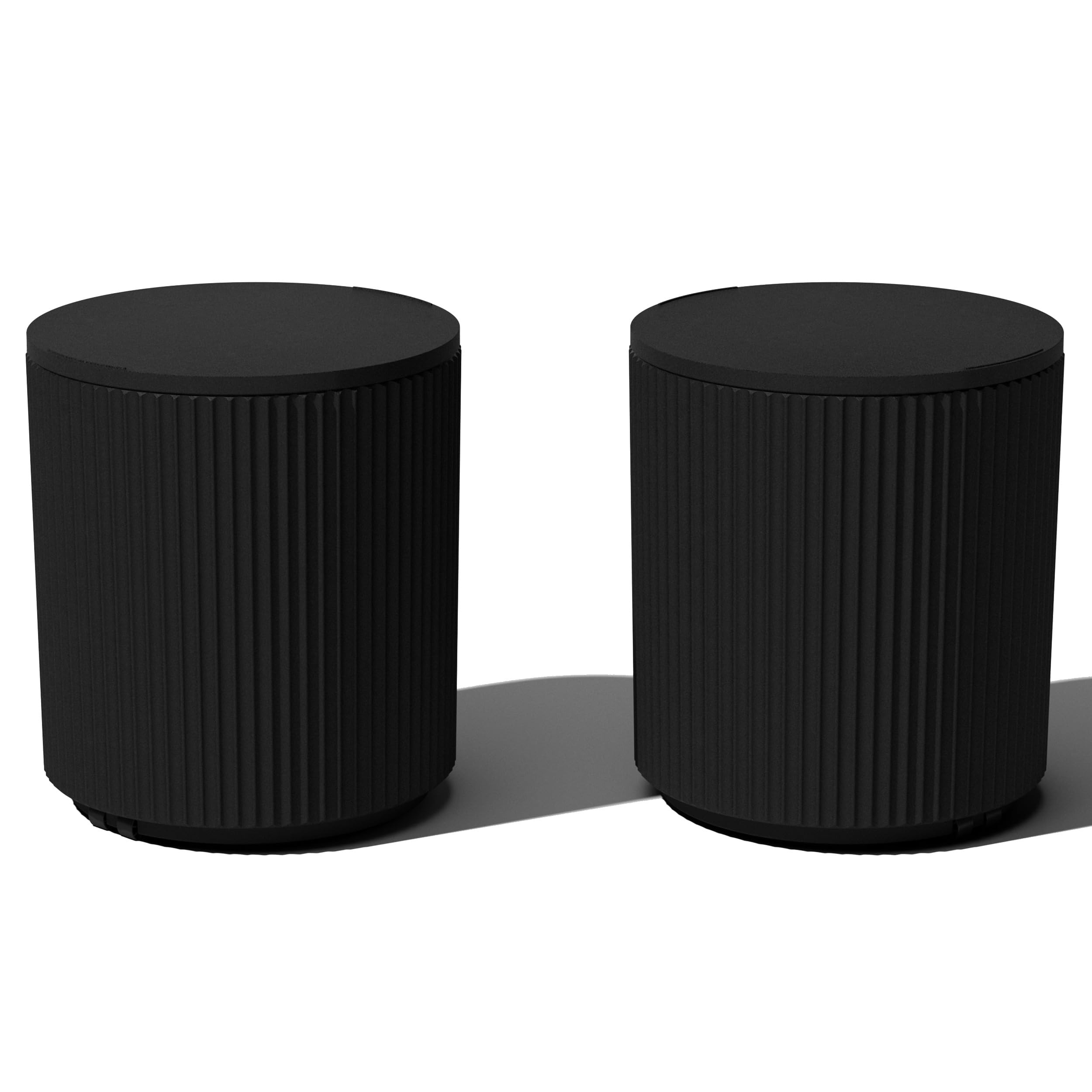 Veradek Outdoor Cooler Side Table - 2 in 1, Black, 21 inch: Black Fluted Surface - 2 Pack