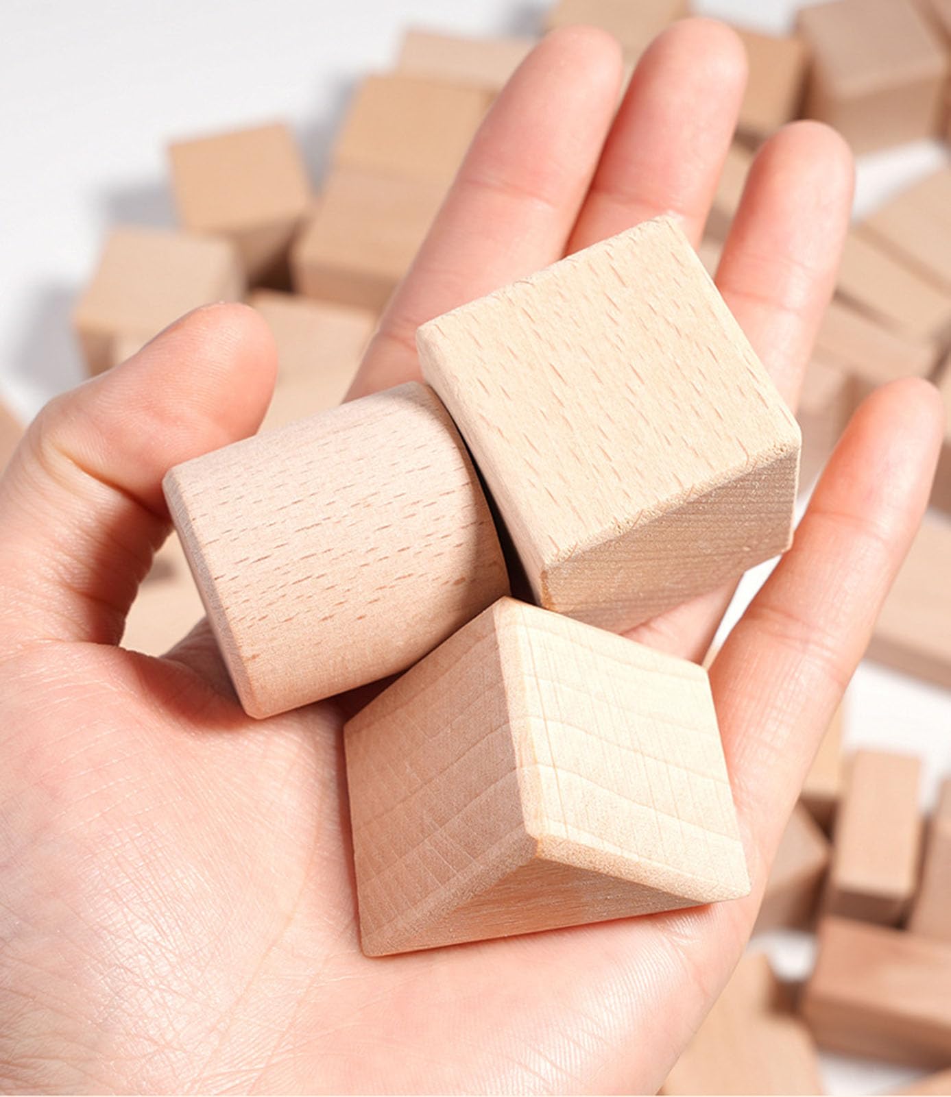 Zestaw drewnianych klocków Montessori, klocki konstrukcyjne w dużym rozmiarze, edukacyjna zabawka STEM dla przedszkolaków,100cs wood color