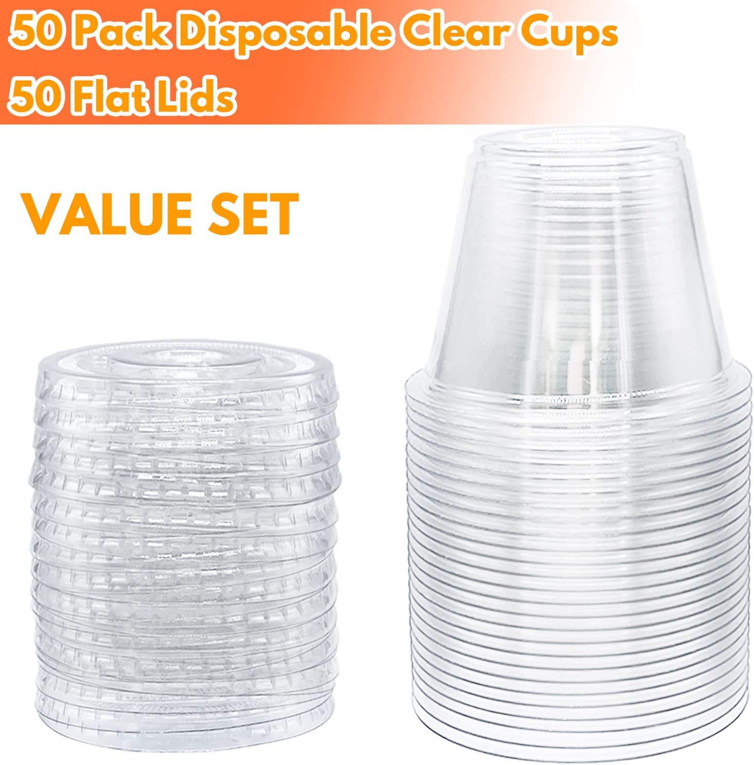 50 Pack Clear Cups with Lids,6 oz Plastic Disposable Cups with Flat Lids(No Hole),Crystal PET Dessert Party Cups for Smoothy's,Ice Cream,Fruits,Snack,Cold Drinks - Image 3