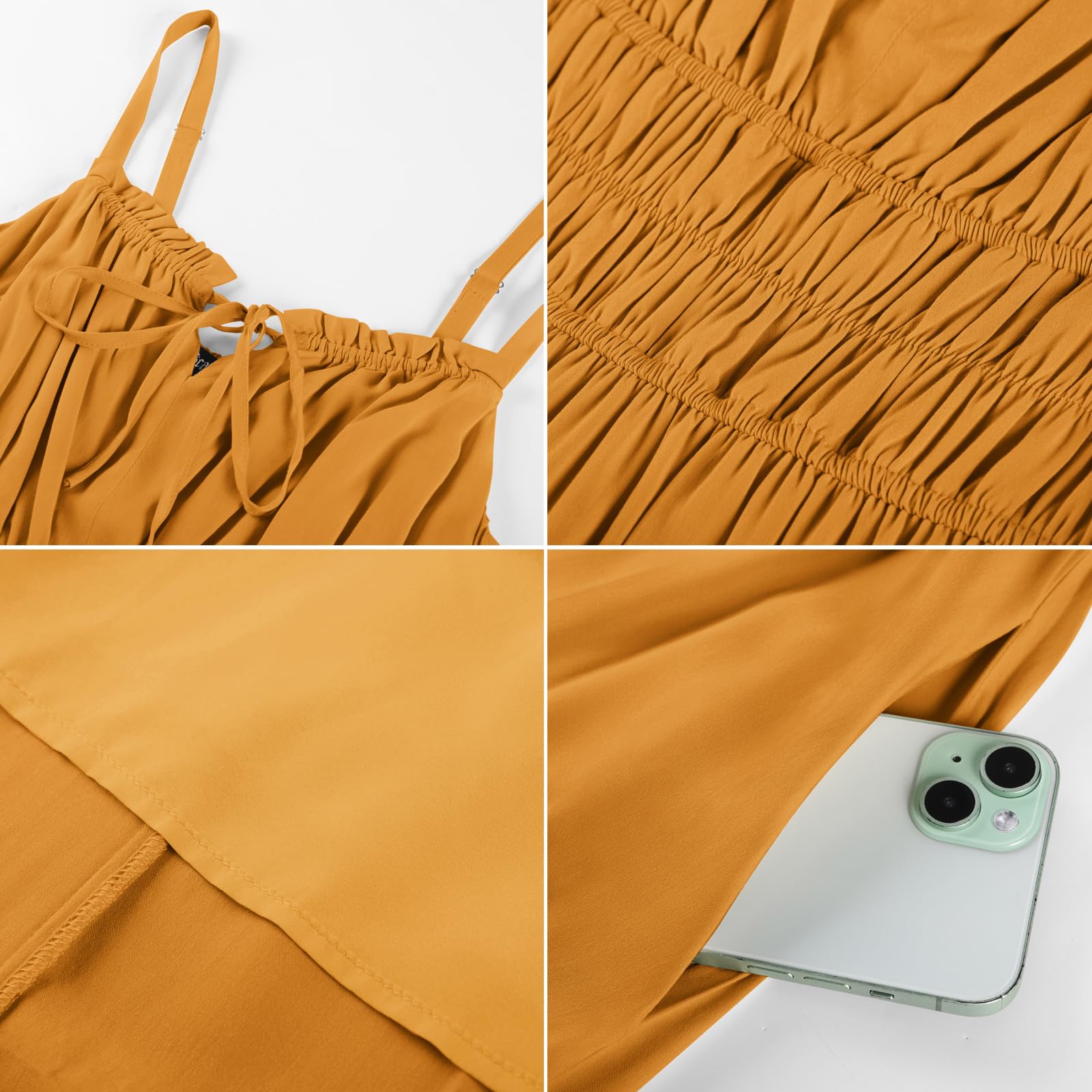 SCARLET DARKNESS Abito estivo da donna, stile boho, maxi prendisole fluido, linea ad A, elastico in vita, con spalline sottili, casual, da spiaggia