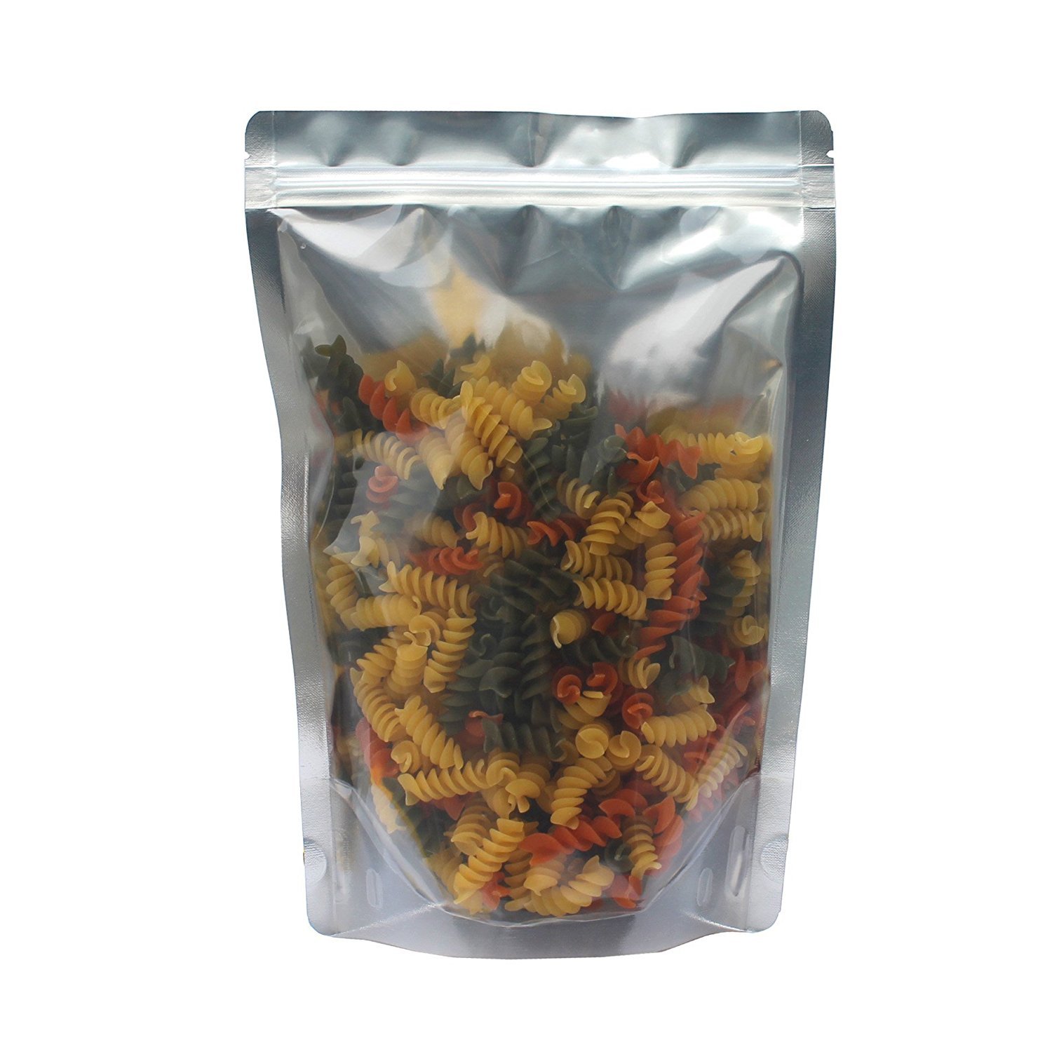 AwePackage 100 Pack of 7"x10" Airtight Zipper Stand Up Pouch Bag - Clear Front Aluminum Foil Back Heat Sealable Zip Lock