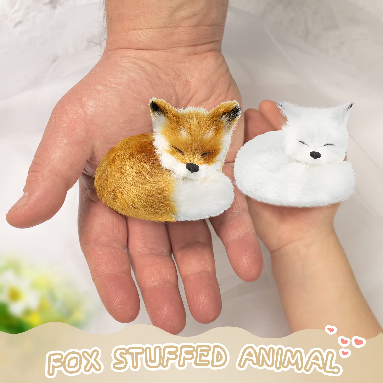 4 Pcs Stuffed Fox Plush Ornament Simulation Furry Fox Decorations Animals Plush Mini Squint Sleeping Plush Static Figures Model for Home Birthday Graduation Favors - Image 4