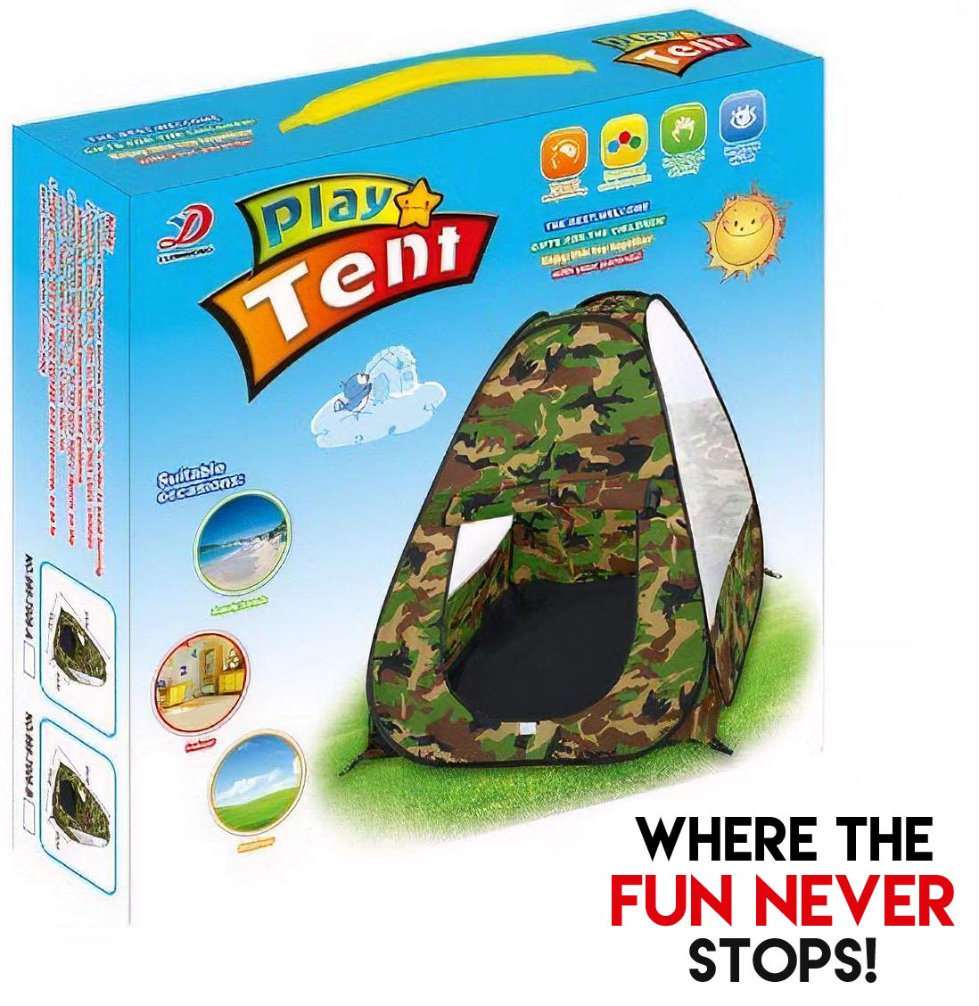 Military Pop Up Play Tent - Collapsible Army Indoor Outdoor Camouflage Playhouse Hunting Toy for Kids - Image 7