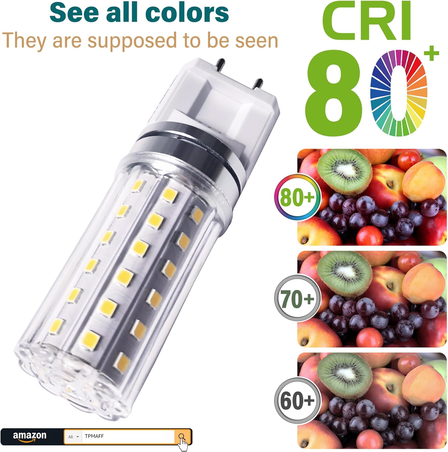 10-Pack G12 Light Source 10 Watt G12 LED Bulb 1490 Lumens G12 Bi-Pin Base LED Corn Light Bulbs (100 Watt Eqv.) 85-277V AC, Not-Dimmable, for Home&Commercial Lighting