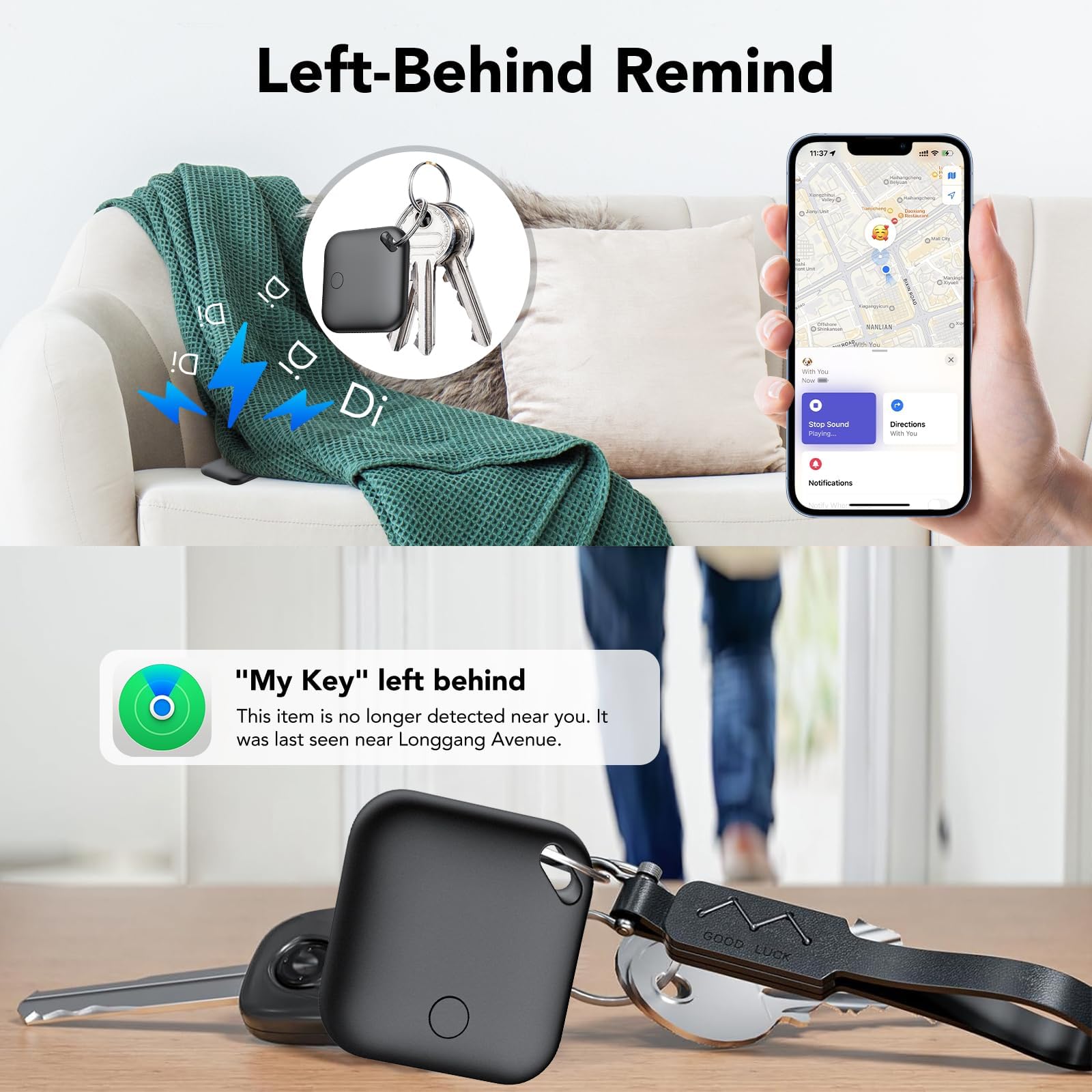 Air Tracker Tag, Smart Tag 2 Pezzi, Localizzatore Chiavi Compatibile con Apple Find My (solo iOS), 90dB Bip, IP67 Impermeabile, Batteria Sostituibile, per Chiavi/Bagagli/Valigia/Portafoglio/Zaino