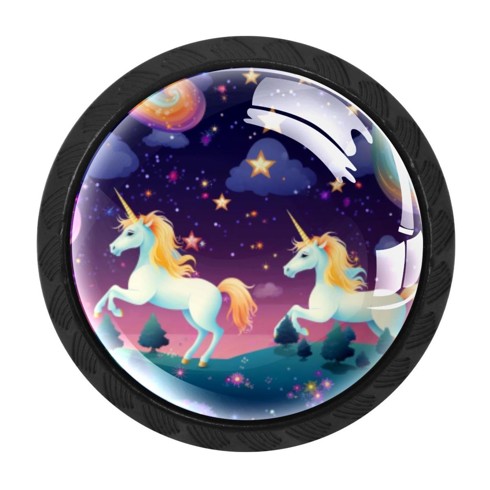Chenzzzz Multicolored 18 Starry Unicorn Drawer Knobs Pull Handle Crystal Glass Circle Shape Cabinet Drawer Pulls Cupboard Knobs With Screws For Kitchen Cupboard Dresser Wardrobe Etc